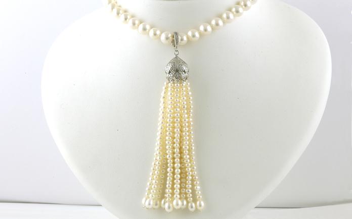 content/products/Tassel-style Pearl Necklace Enhancer with White Topaz Accents in Sterling Silver
