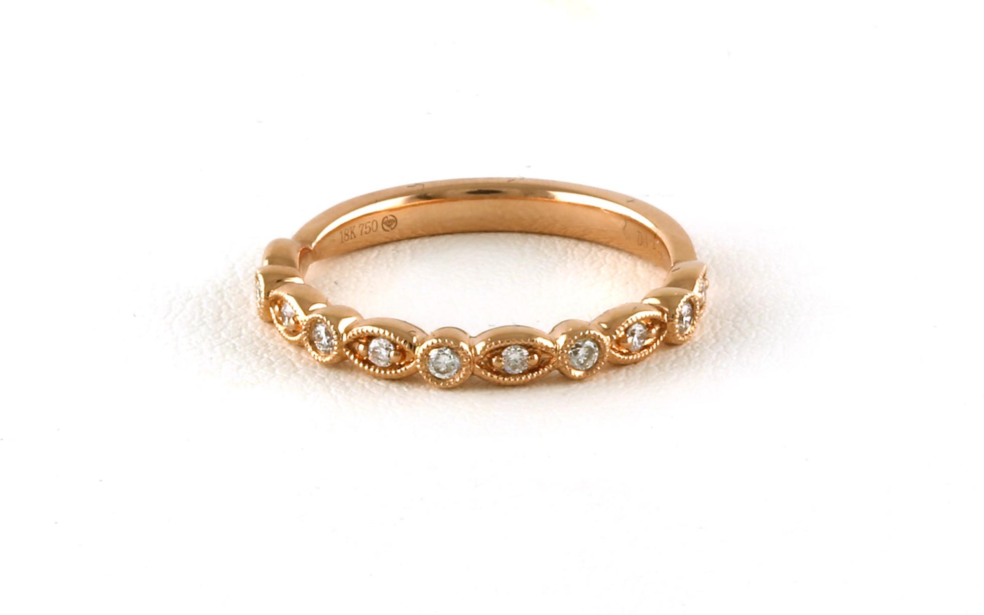 Scalloped Diamond Wedding Band with Milgrain Detail in Rose Gold