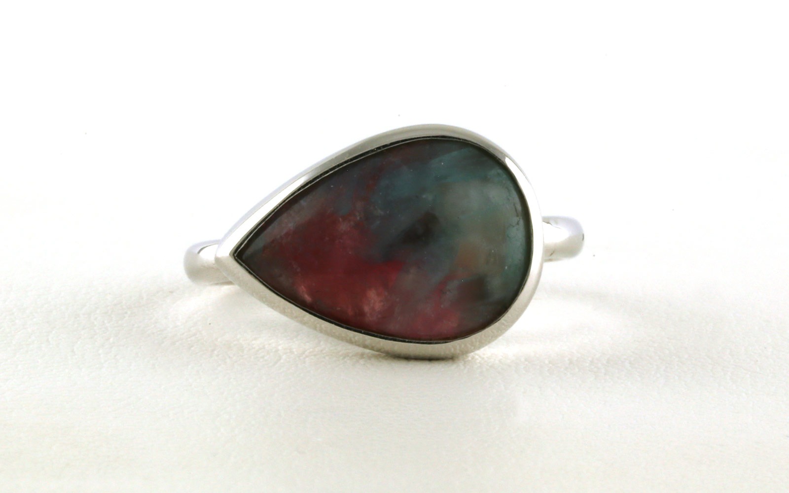 Tear-drop Paraiba Tourmaline Bezel-set Ring in White Gold