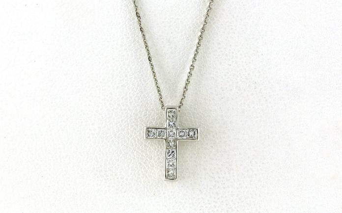 content/products/11-Stone Channel-set Diamond Cross Necklace in White Gold (0.36cts TWT)