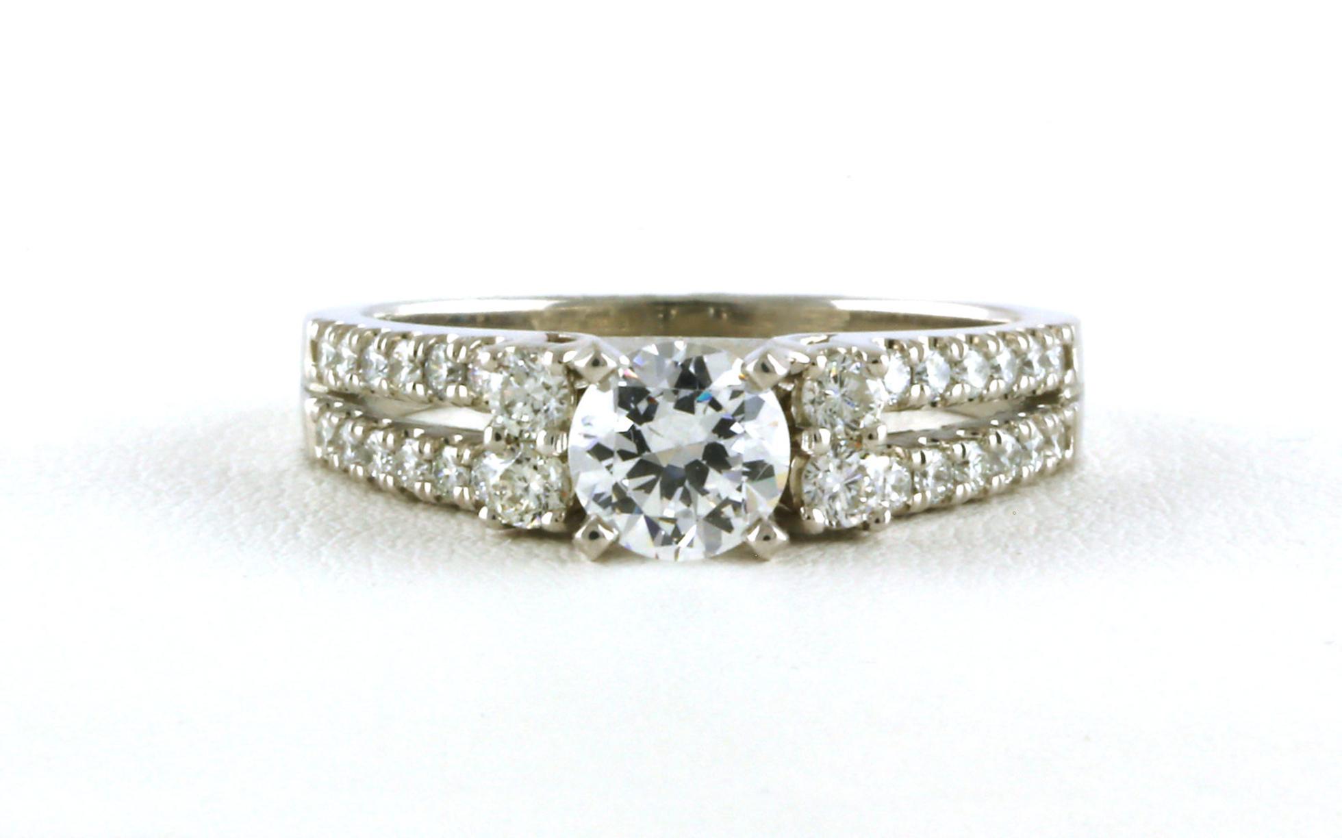 Split Shank Diamond Engagement Ring Mounting in White Gold