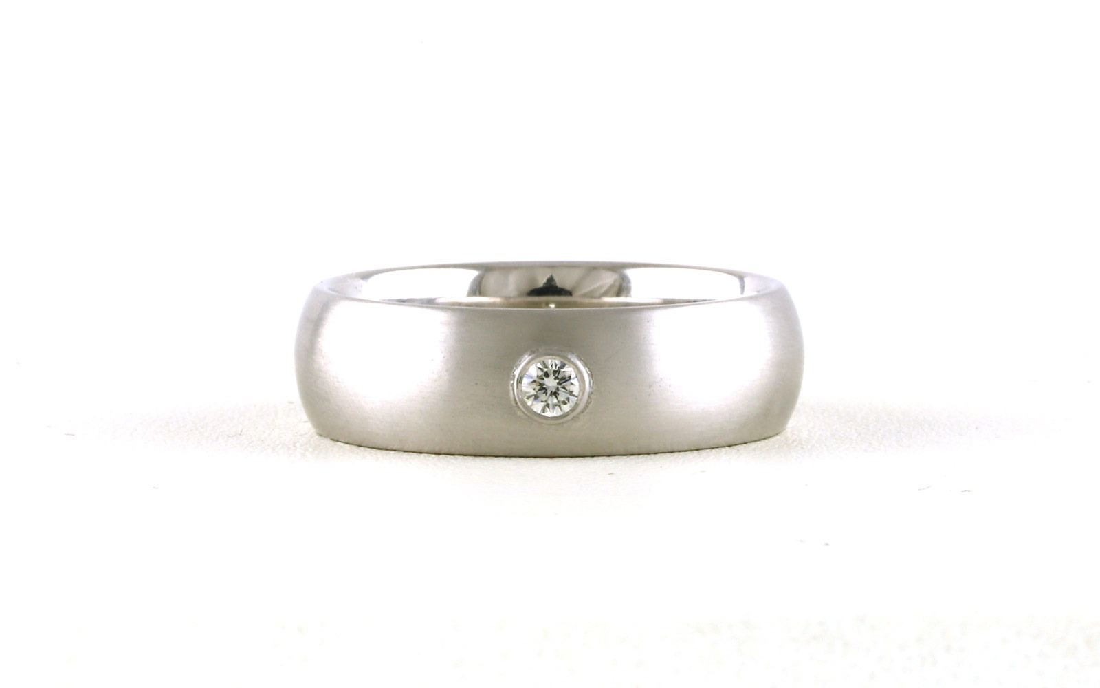 Bezel-set Diamond Men's Wedding Band with Satin Finish in White Gold