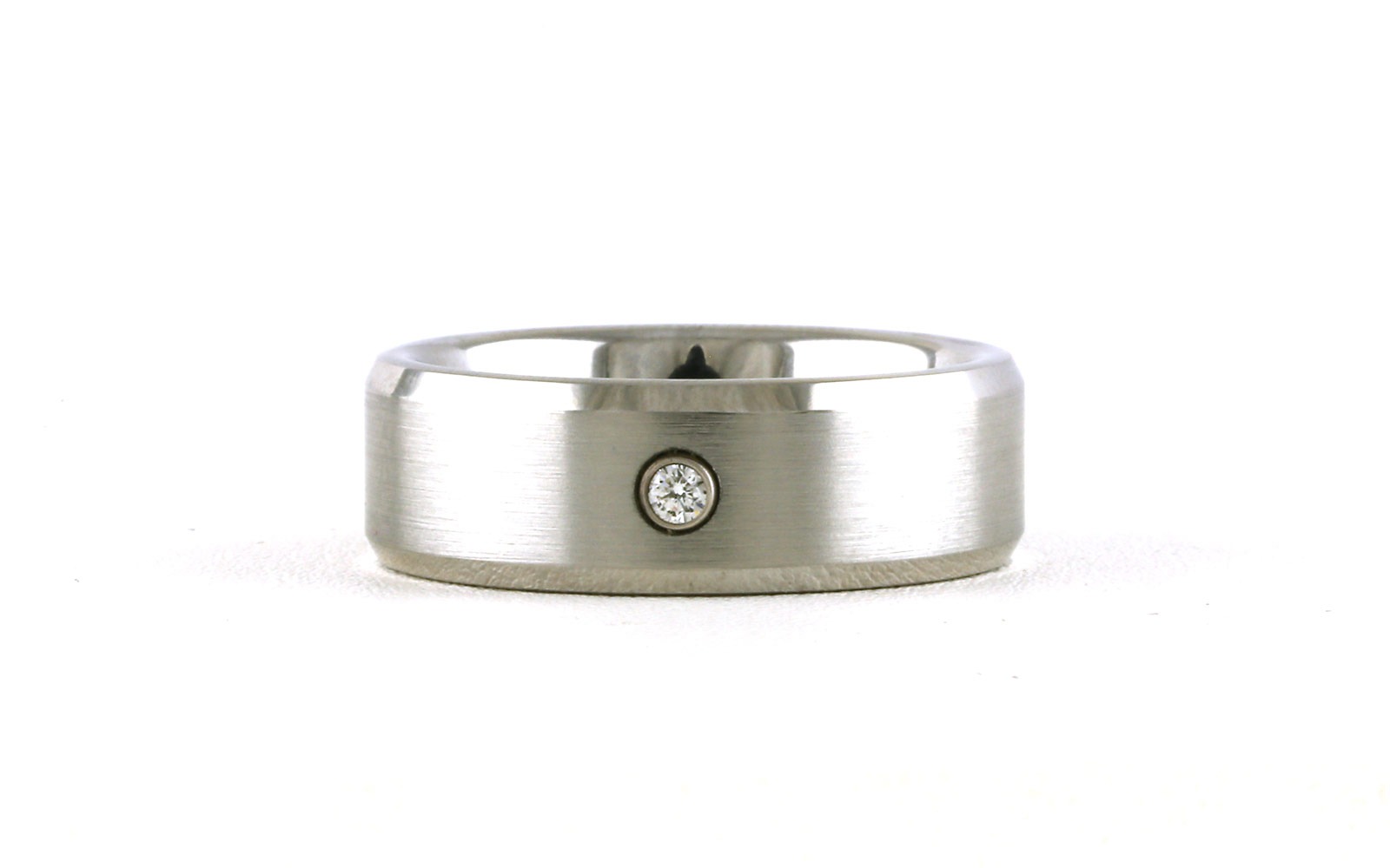 Flat Comfort Fit Bevel Edge Diamond Wedding Band with Satin Finish in Serinium (sz 10)