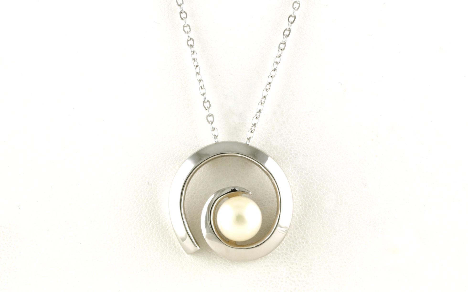 Spiral Pearl Necklace in Sterling Silver