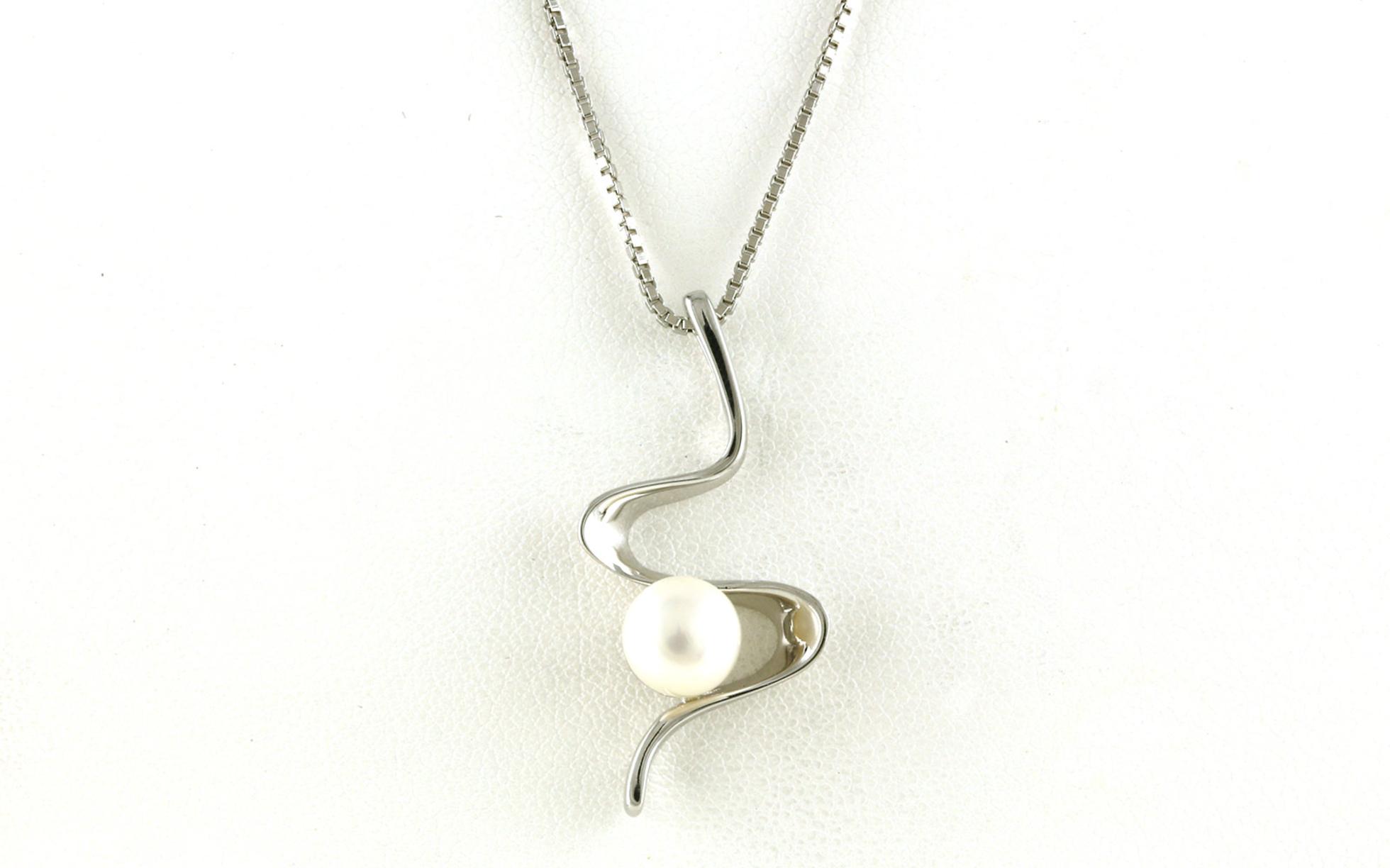 Zig Zag Pearl Necklace in Sterling Silver