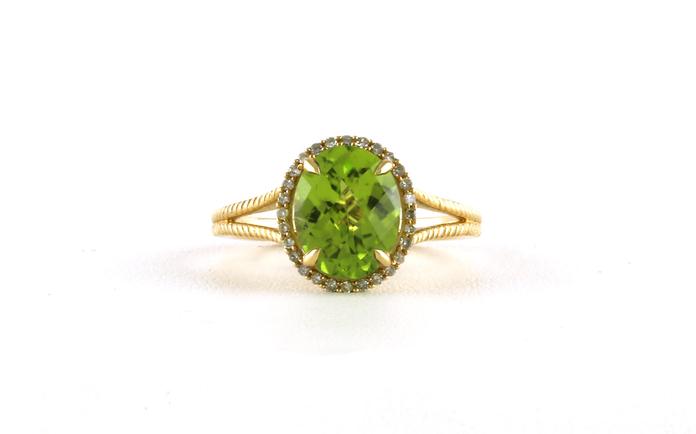 content/products/Halo-style Oval Peridot and Diamond Ring in Yellow Gold