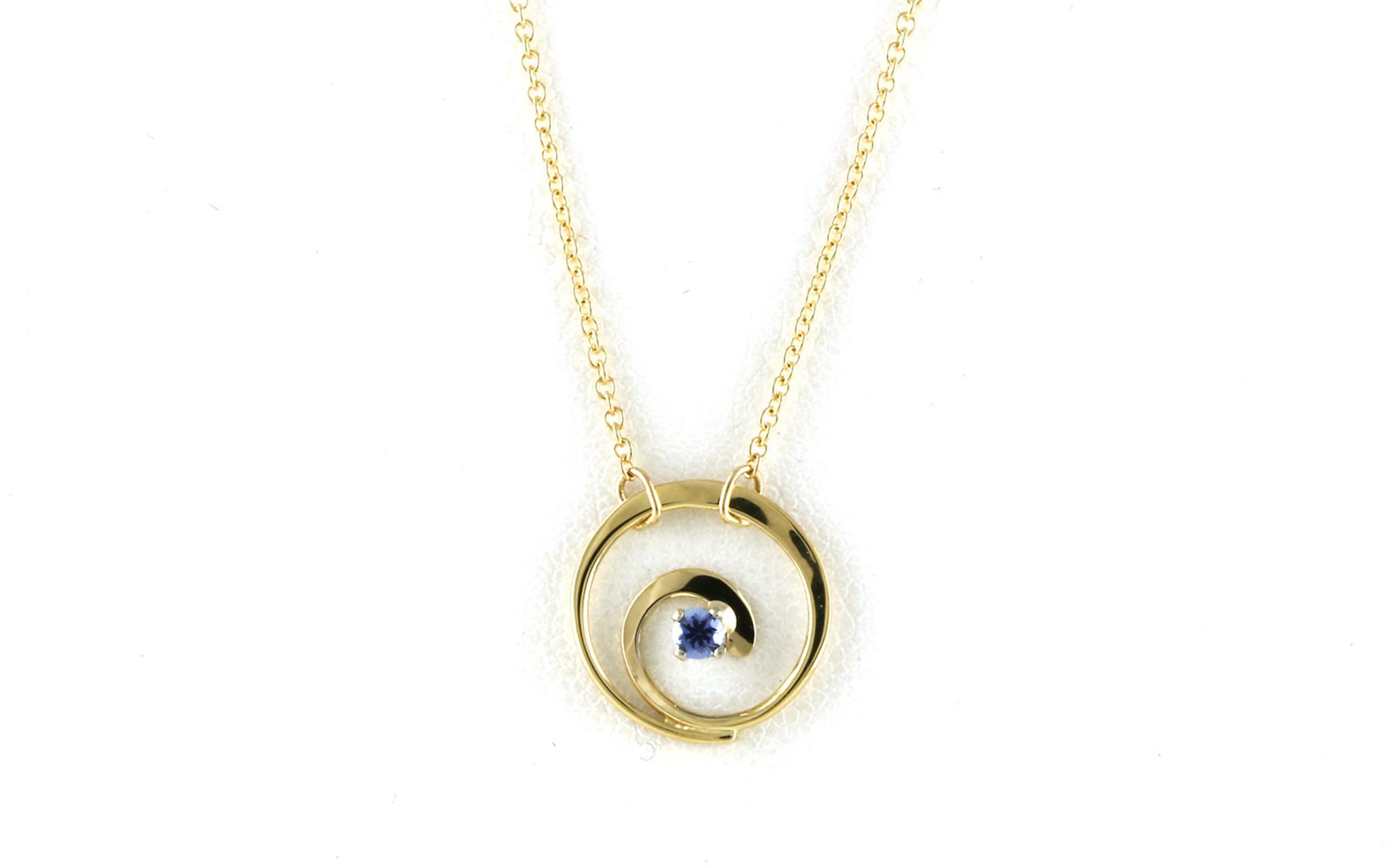 Spiral Design Montana Yogo Sapphire Necklace in Yellow Gold