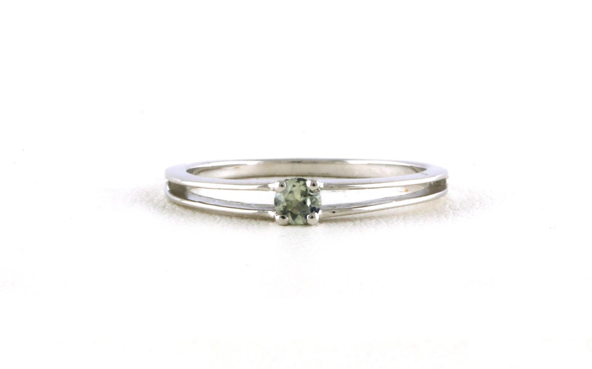 Delicate Split Shank Pale Blue-Green Montana Sapphire Ring in Sterling Silver (0.13cts)