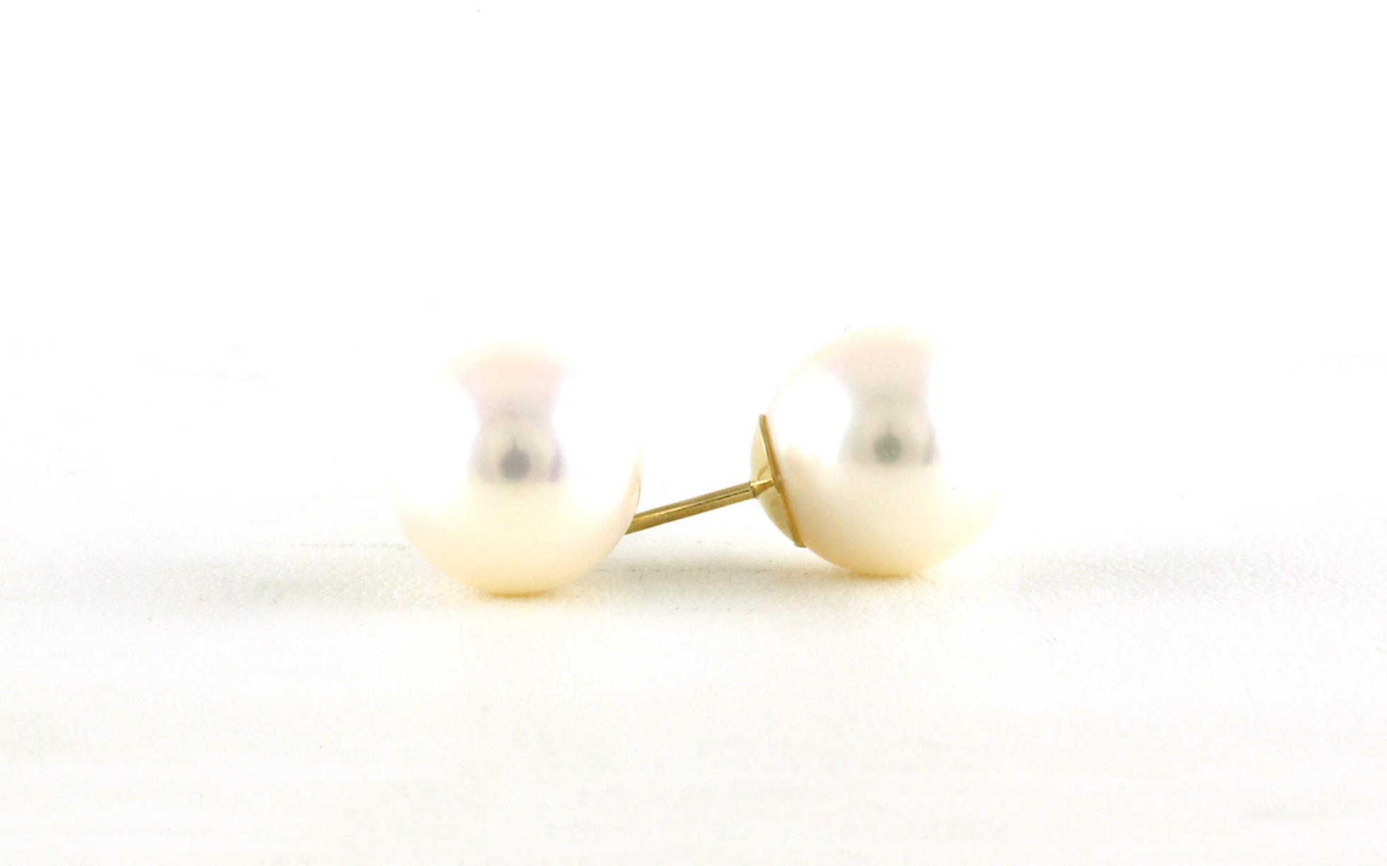 Pearl Stud Earrings in Yellow Gold (9 - 9.5 mm)