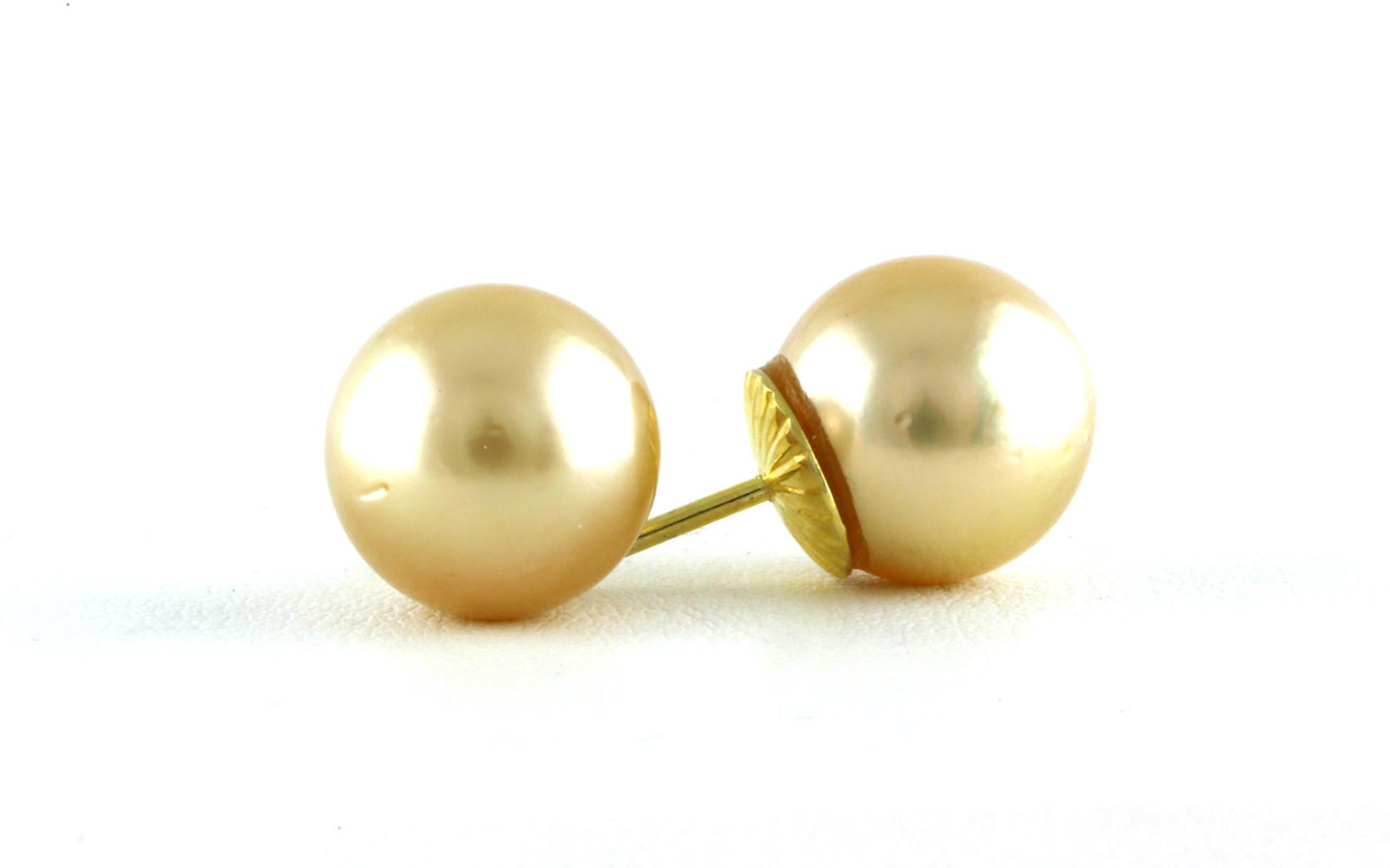 Golden South Sea Pearl Stud Earrings in Yellow Gold (11 - 12 mm)