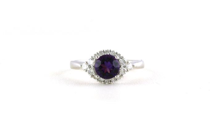 content/products/Halo-style Amethyst and Diamond Ring in White Gold (0.80cts)