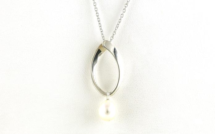 content/products/Oval with Pearl Dangle Necklace in Sterling Silver