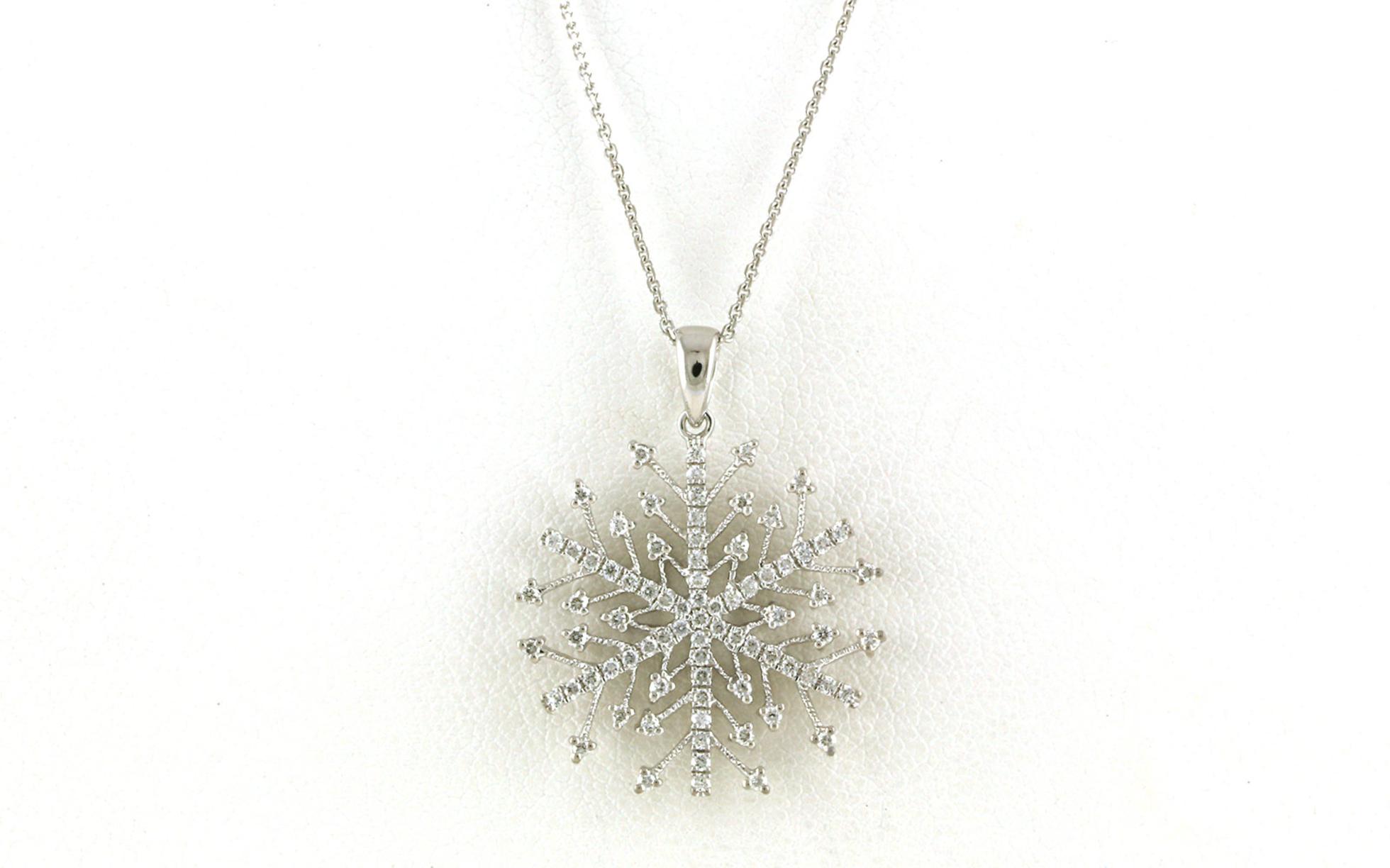 Snowflake Diamond Necklace in White Gold (0.30cts TWT)