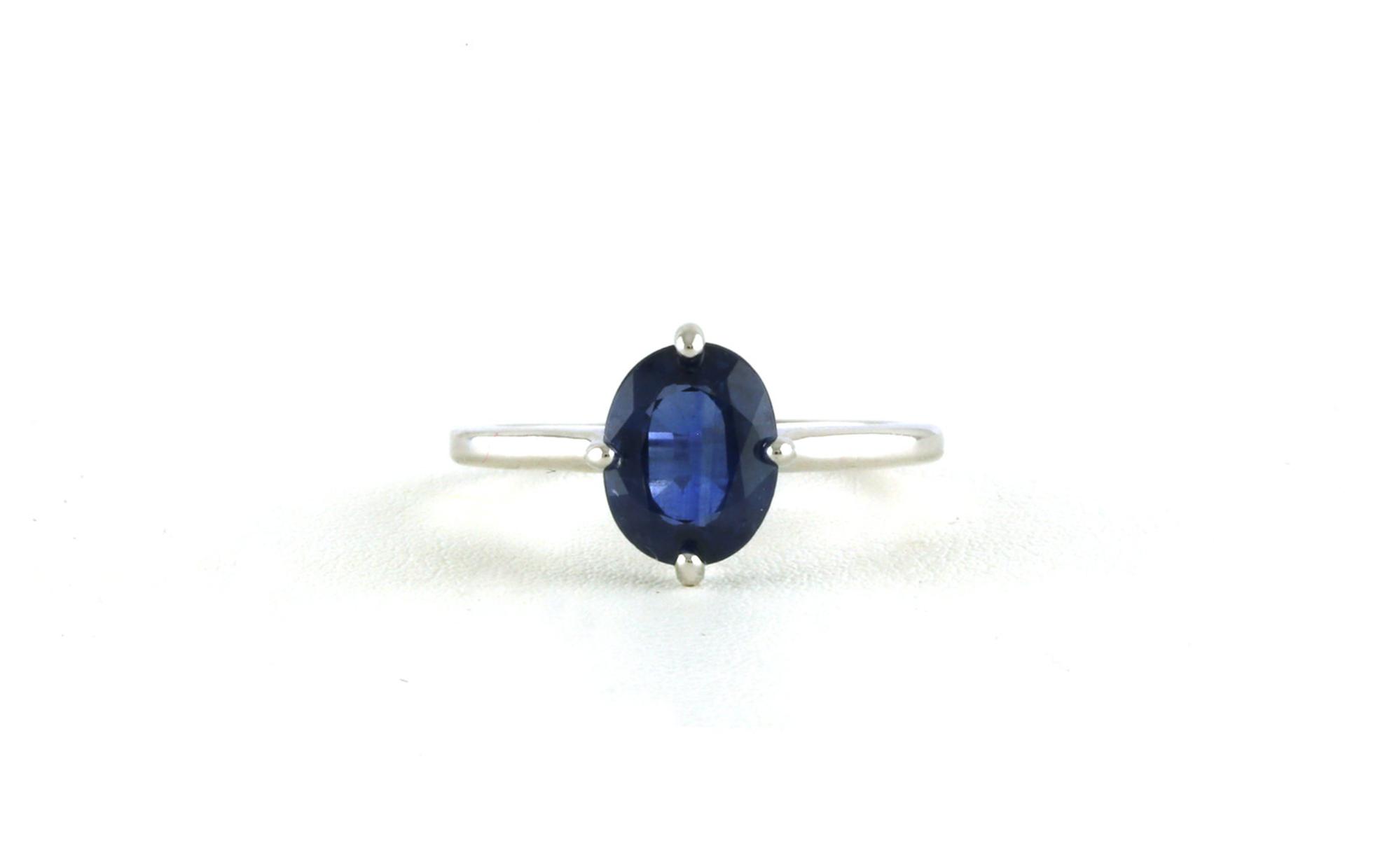 Solitaire-style Oval-cut Sapphire Ring in White Gold (2.08cts)