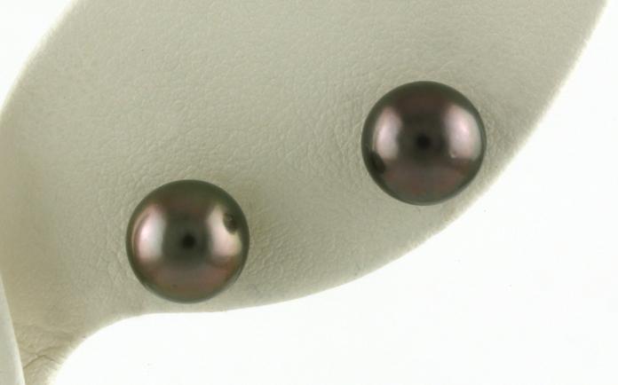 content/products/Estate Piece: Grey Tahitian Pearl Stud Earrings in Yellow Gold