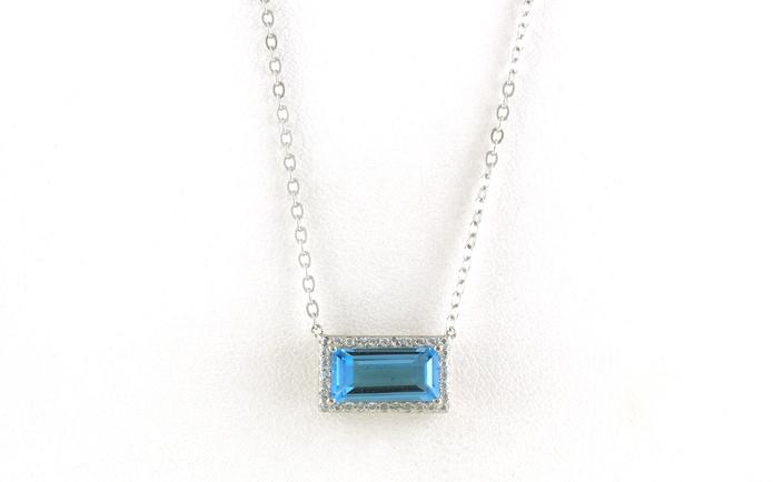 content/products/Halo-style Sideways Emerald-cut Blue and White Topaz Necklace in Sterling Silver (1.60cts)