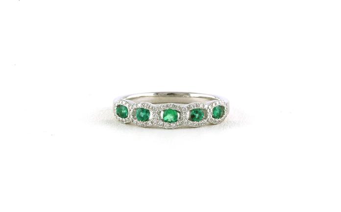 content/products/5-Stone Halo Emerald and Diamond Band in White Gold (0.50cts TWT)
