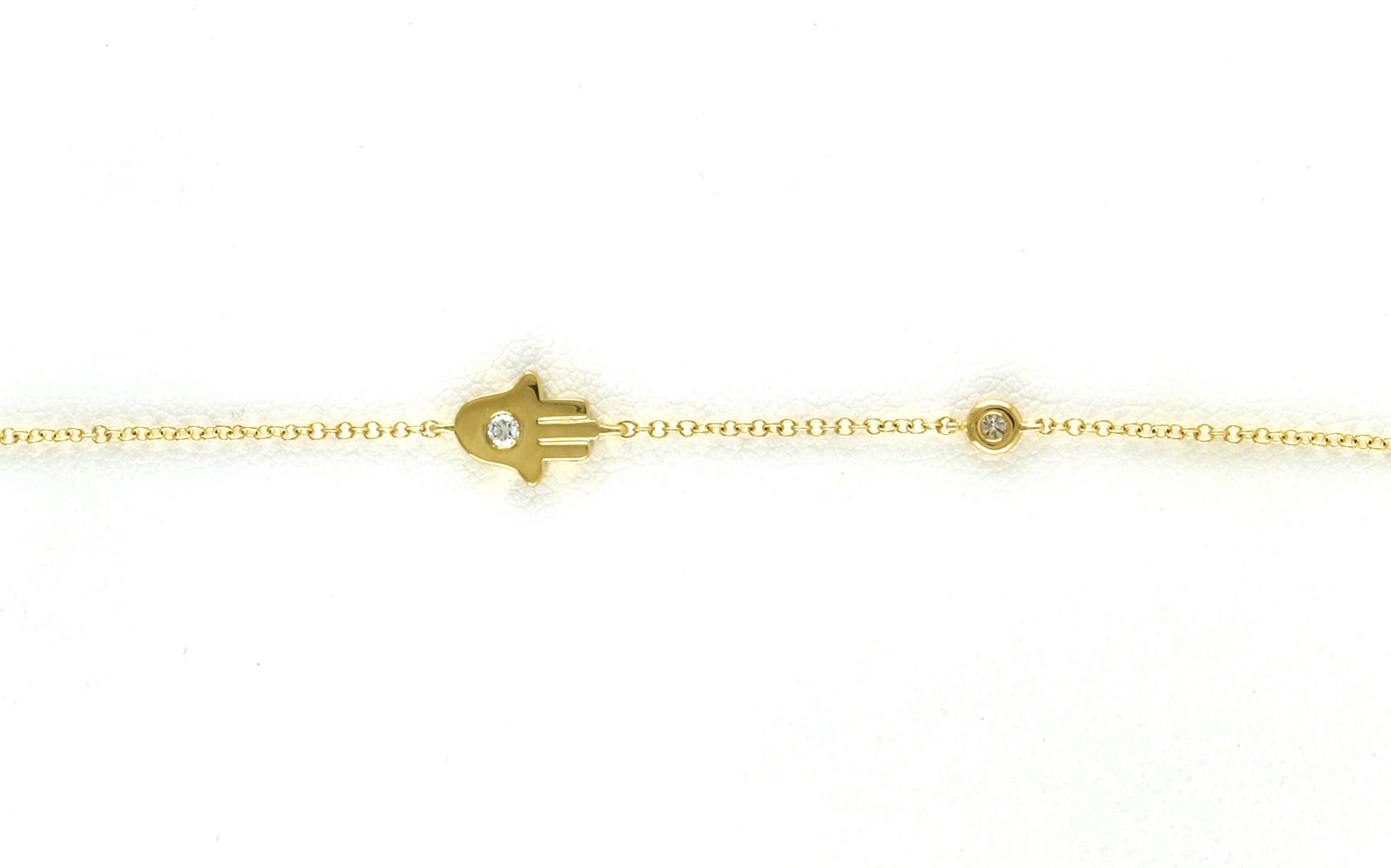 Hamsa Bezel-set Diamond Bracelet in Yellow Gold (0.06cts TWT)