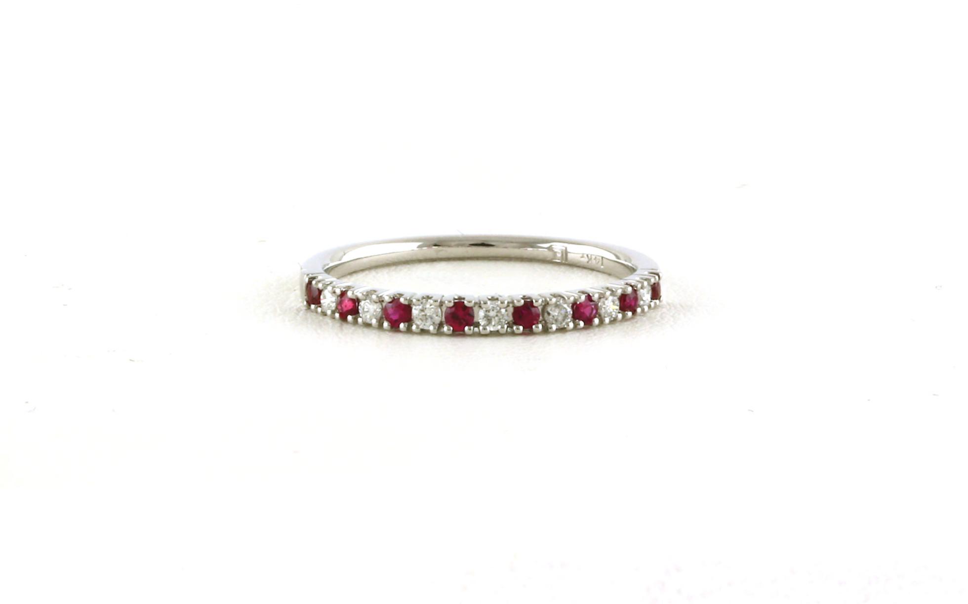15-Stone Alternating Ruby and Diamond Band in White Gold (0.27cts TWT)