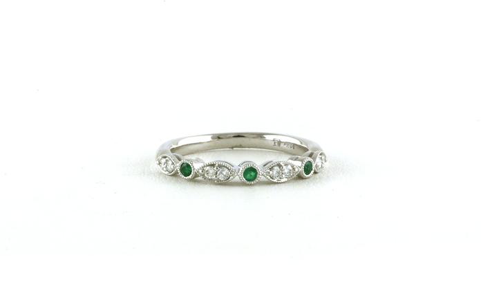 content/products/11-Stone Fancy Emerald and Diamond Band with Milgrain Details in White Gold (0.22cts TWT)