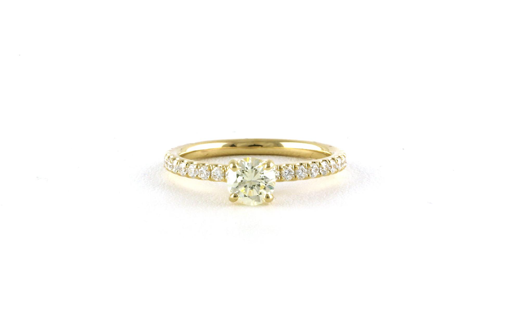 Pave Shank Diamond Engagement Ring in Yellow Gold (1.02cts TWT)