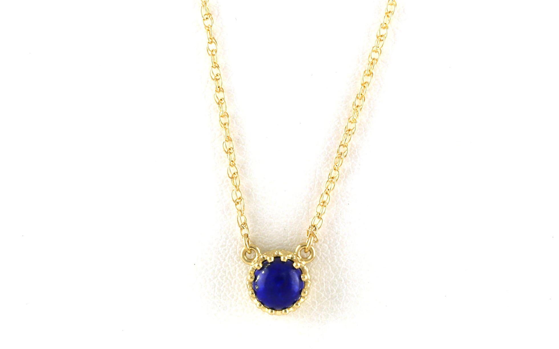 Solitaire-style Crown Setting Cabochon Lapis Necklace in Yellow Gold