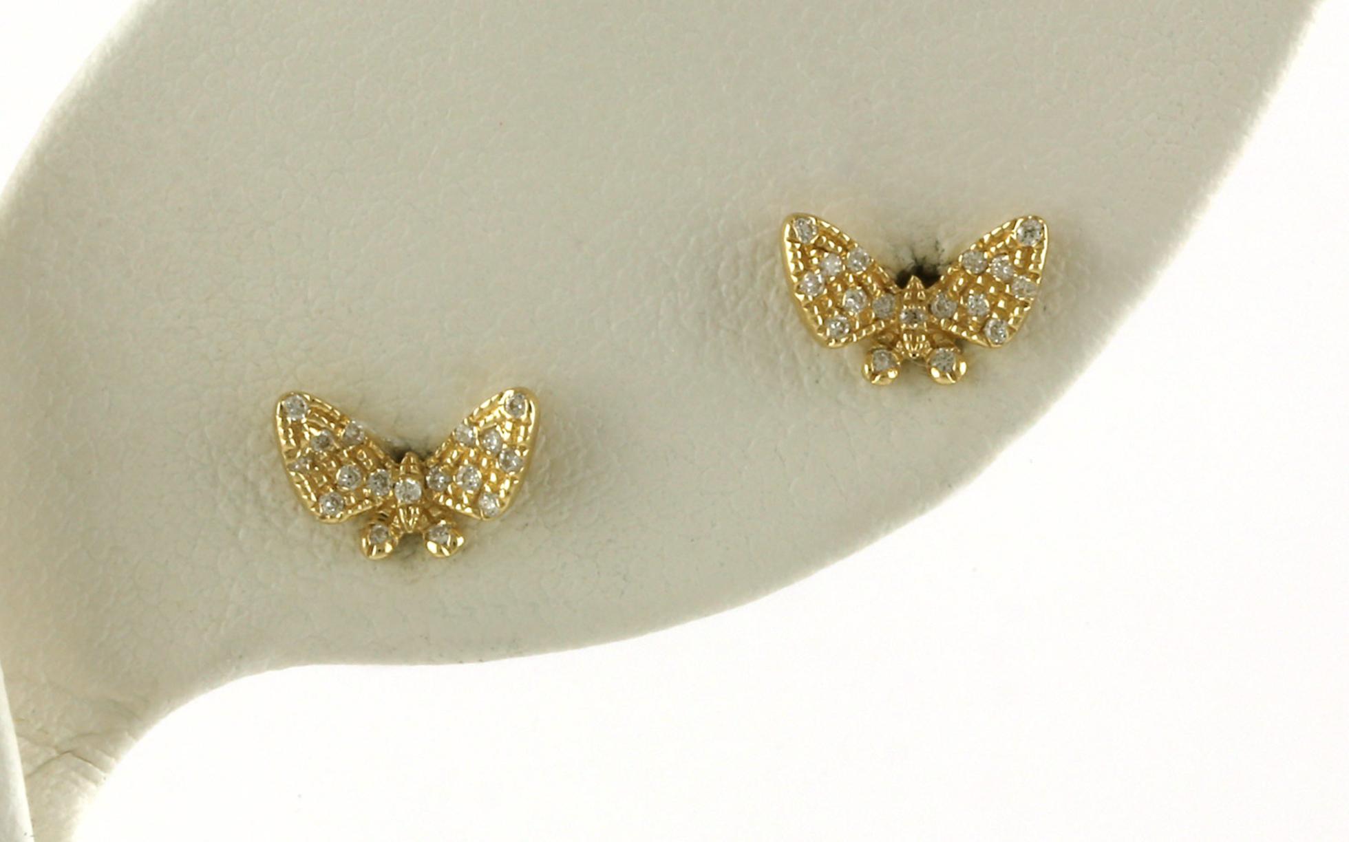 Butterfly Diamond Earrings in Yellow Gold (0.09cts TWT)