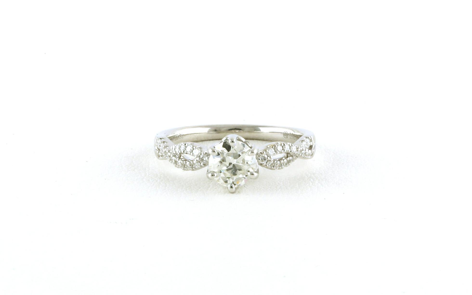 Woven Design Diamond Engagement Ring in White Gold (0.93cts TWT)