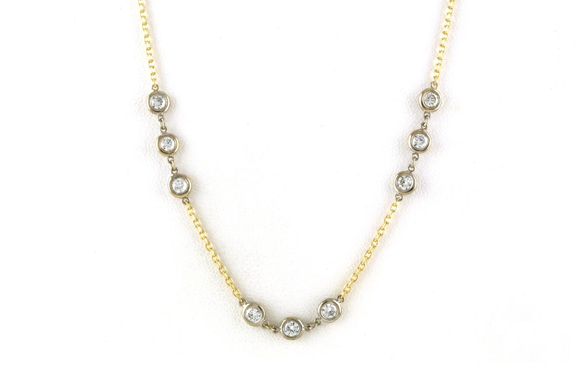 Diamonds Station-style Necklace in Two-Tone Yellow and White Gold (2.73cts TWT)