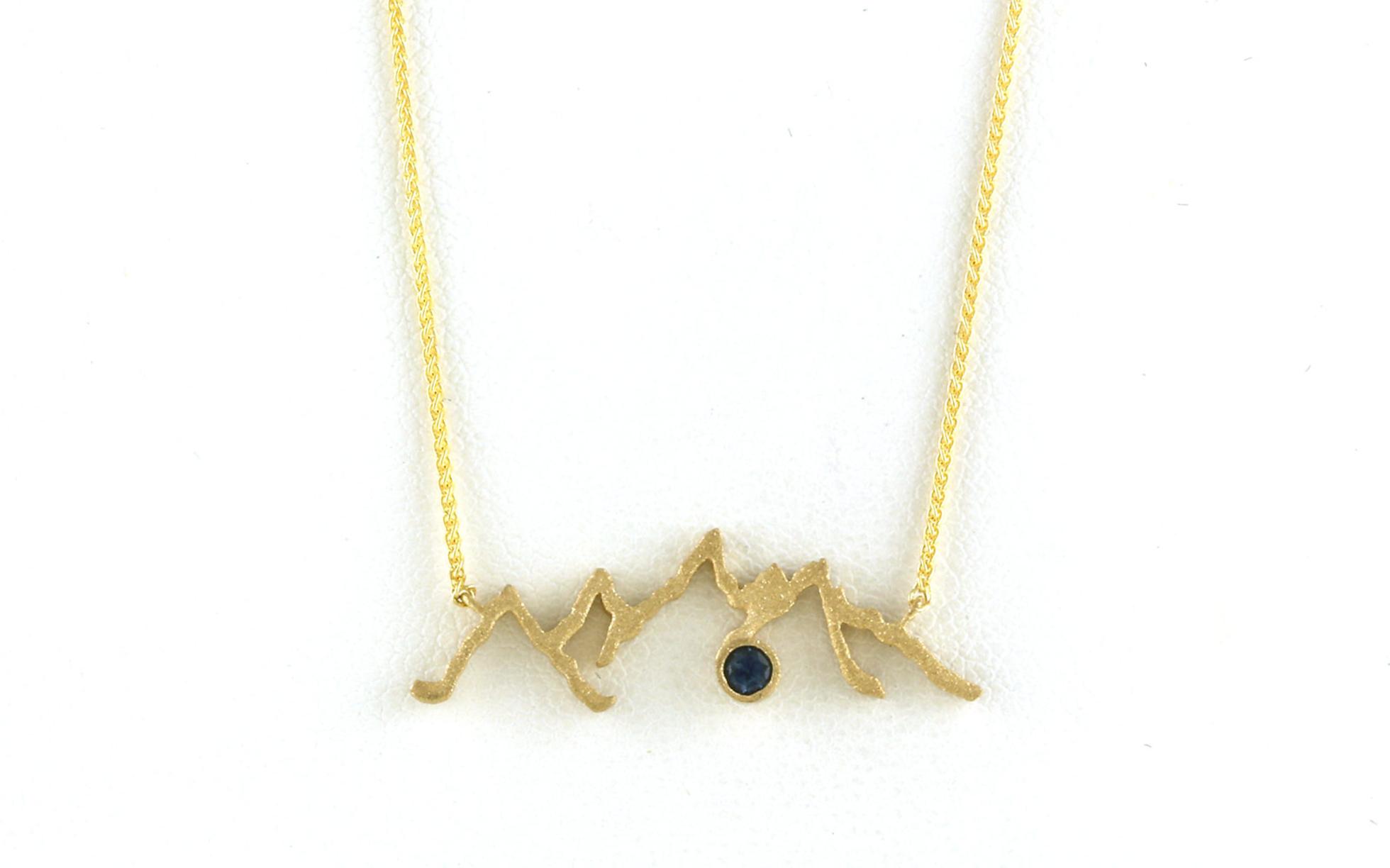 Mountain Ridgeline Bezel-set Montana Sapphire Necklace with Matte Finish in Yellow Gold (0.10cts TWT)