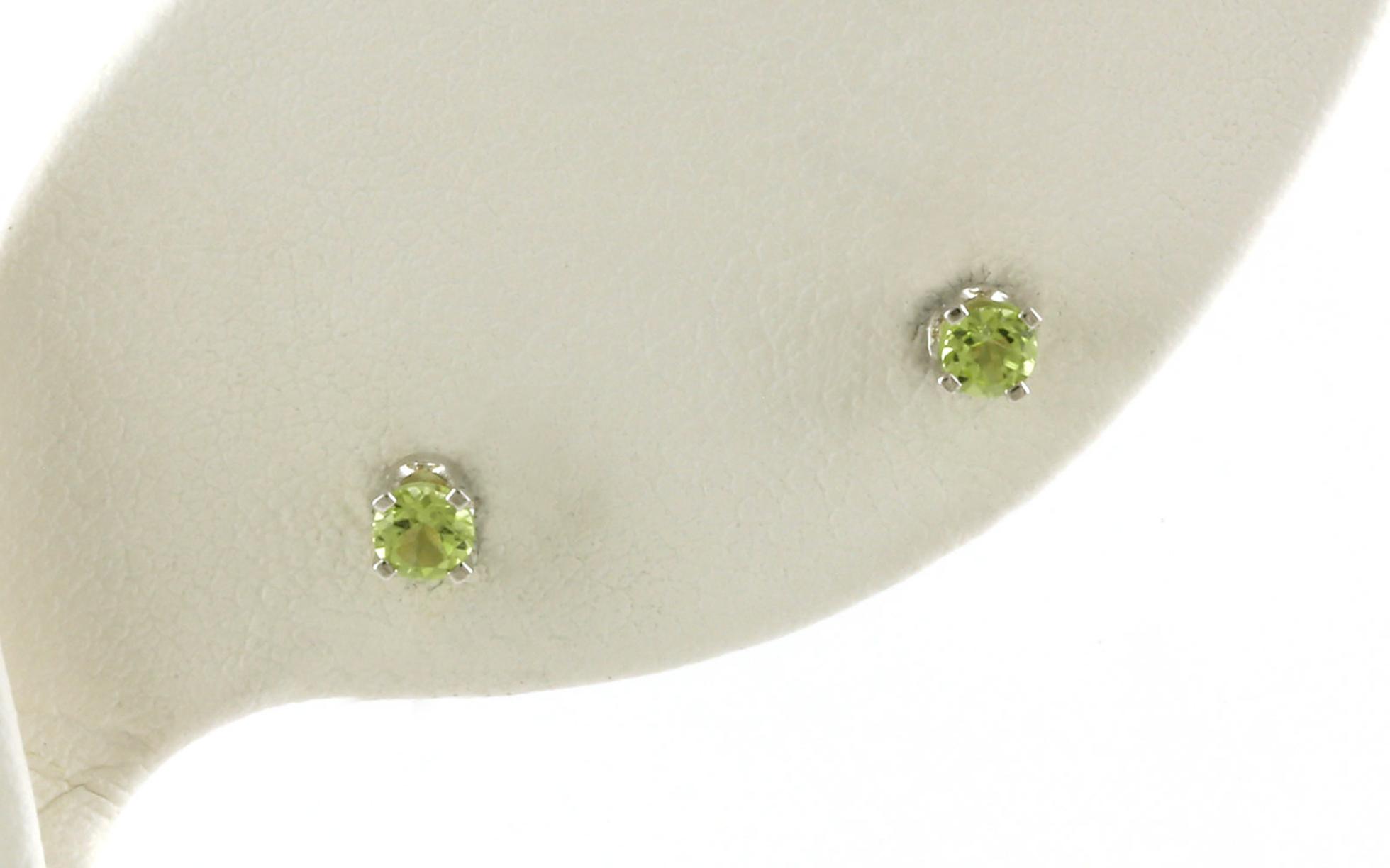 Peridot Stud Earrings in 4-Prong Settings in White Gold