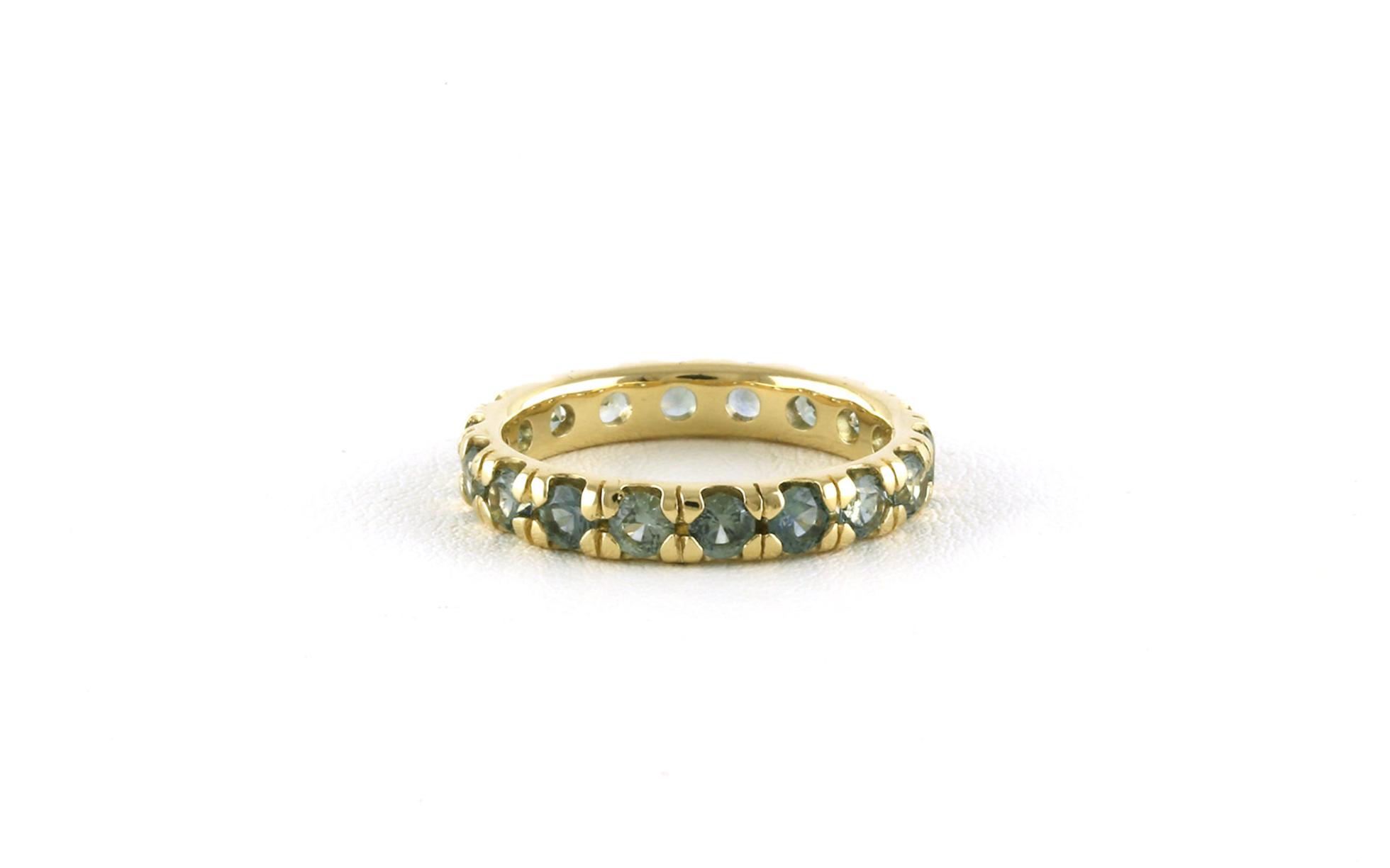 Prong-set Eternity-style Green Montana Sapphire Ring in Yellow Gold (2.28cts TWT)