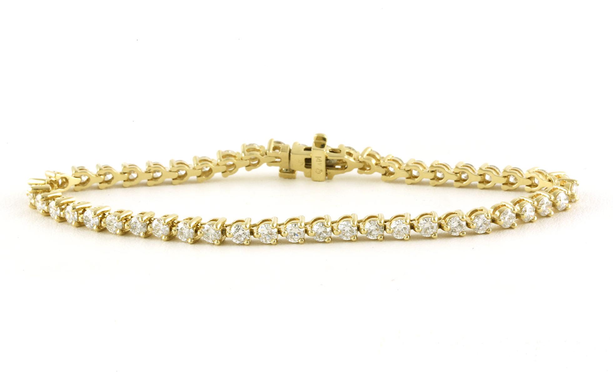 Diamond Line Bracelet with 3-Prong Mounting in Yellow Gold (4.03cts TWT)