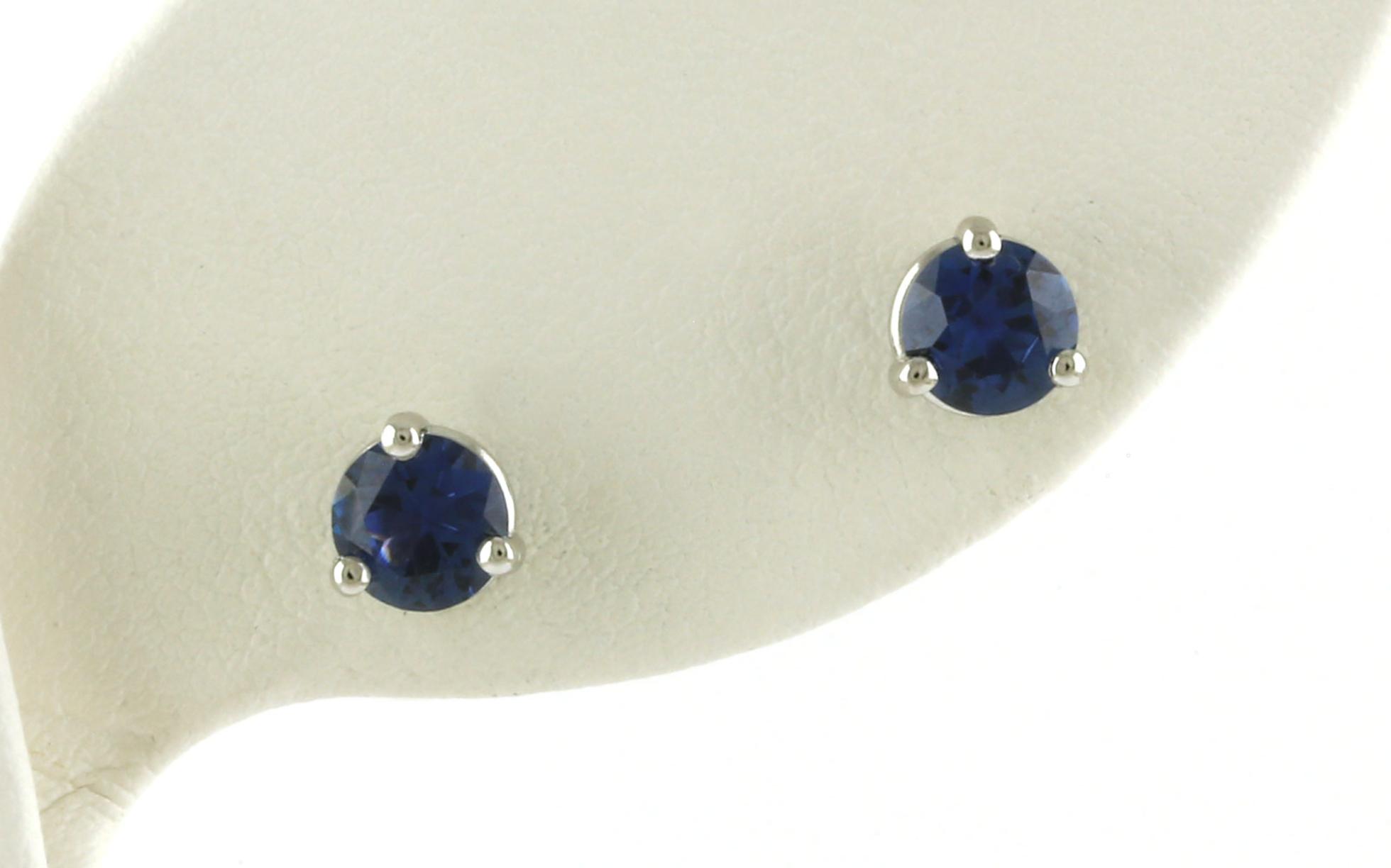 Montana Yogo Sapphire Stud Earrings in 3-Prong Martini Settings in White Gold (1.36cts TWT)