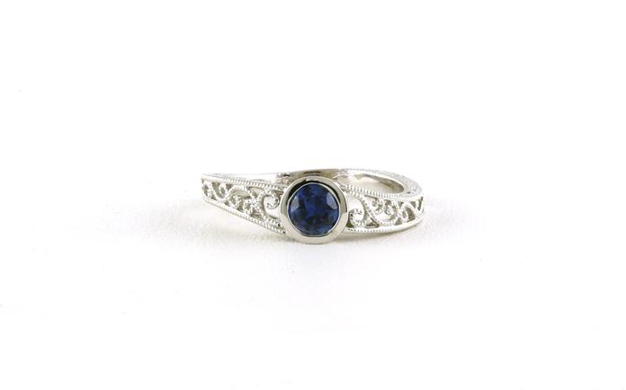 content/products/Filigree Bezel-set Montana Yogo Sapphire Ring with Milgrain Details in White Gold (0.55cts)