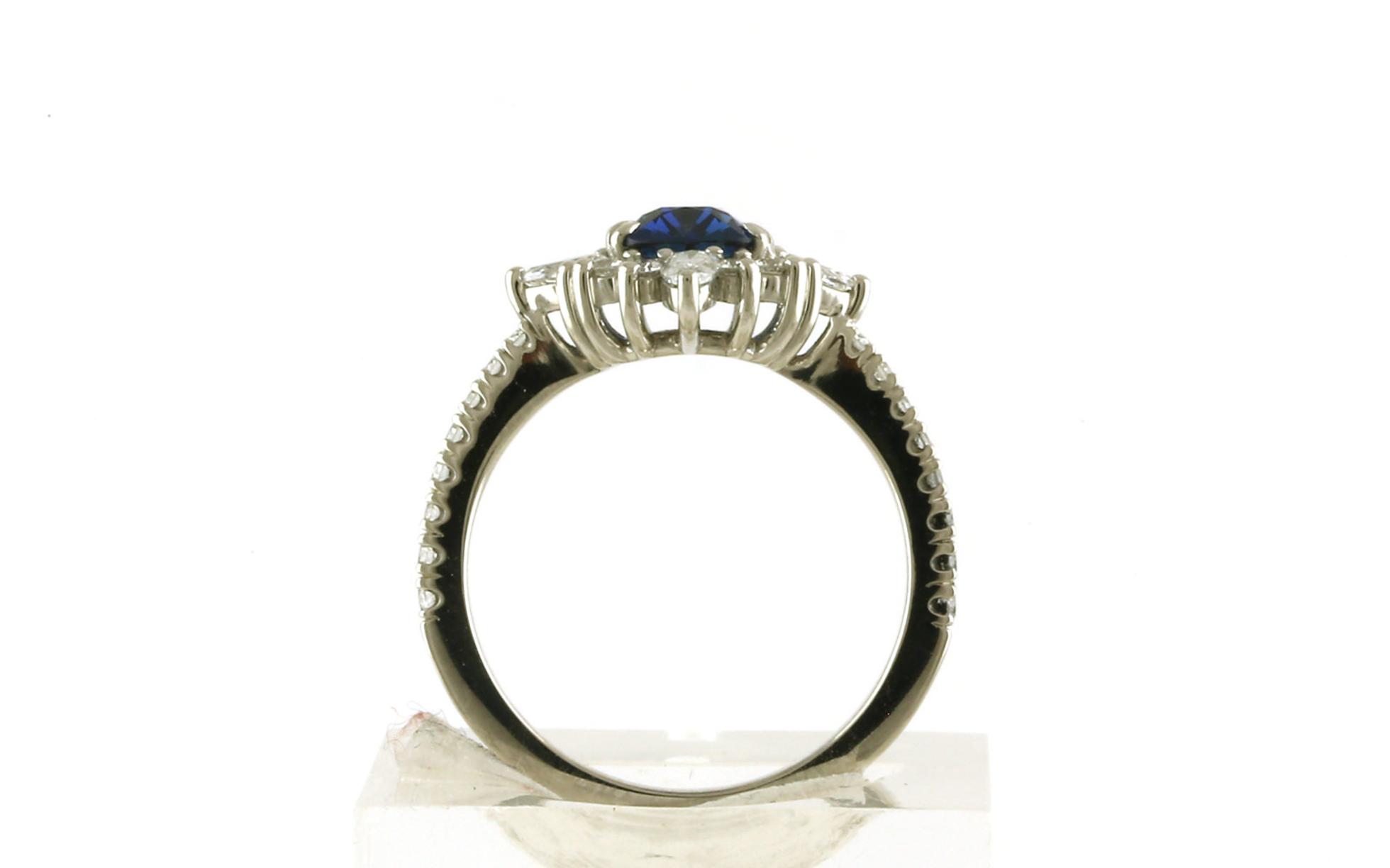 Celestial Halo-style Cushion-cut Montana Yogo Sapphire and Diamond Ring in White Gold (2.64cts TWT)