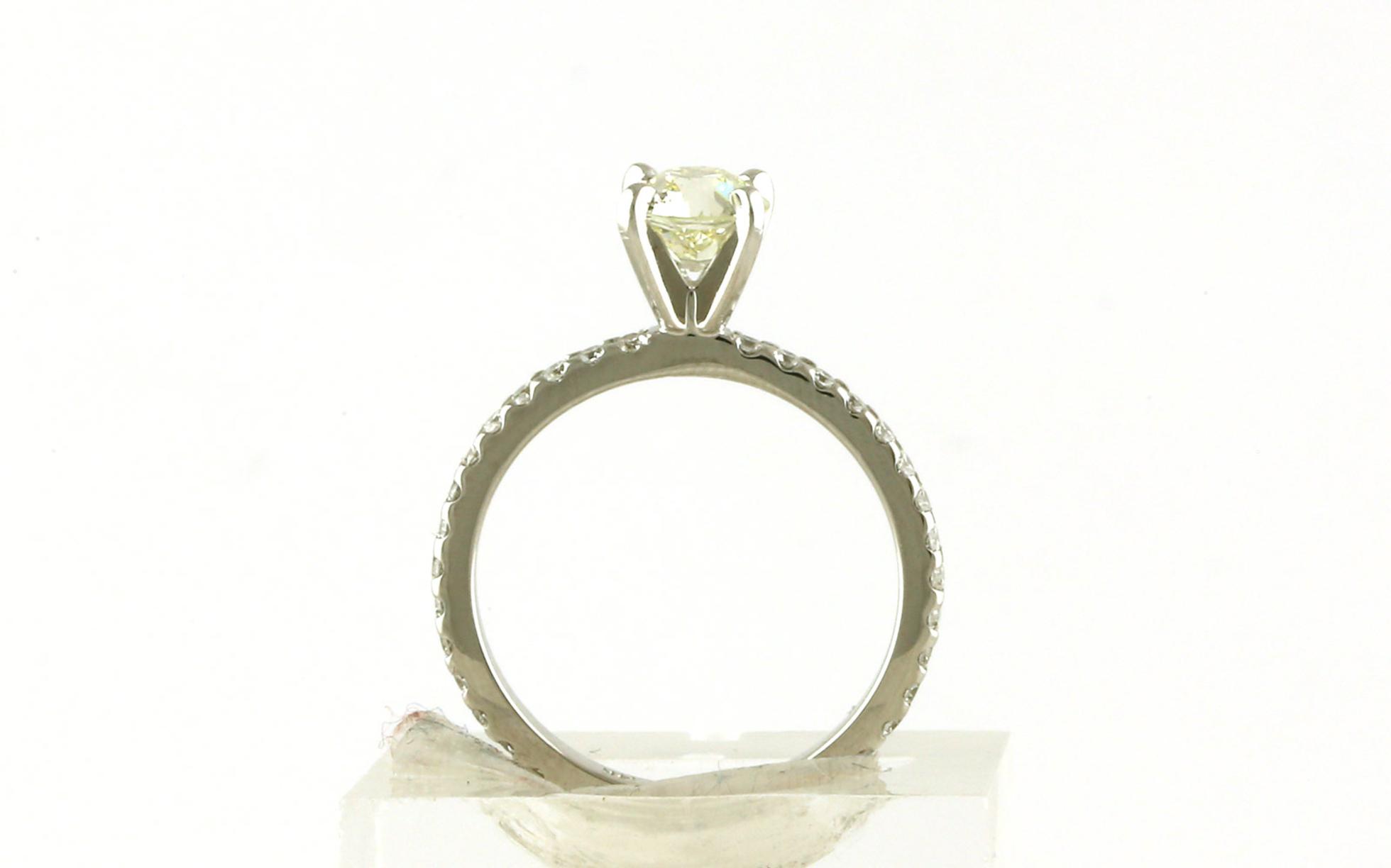 Pave-style Old European-cut Diamond Engagement Ring in White Gold (1.27cts TWT)