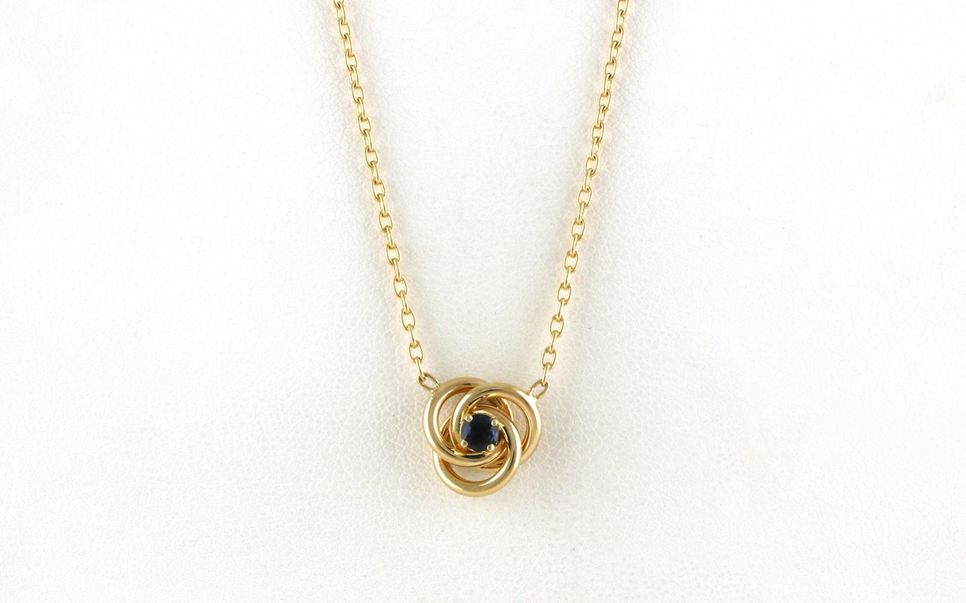 Estate Piece: Tiffany and Co. Love Knot Sapphire Necklace in Yellow Gold (0.15cts)