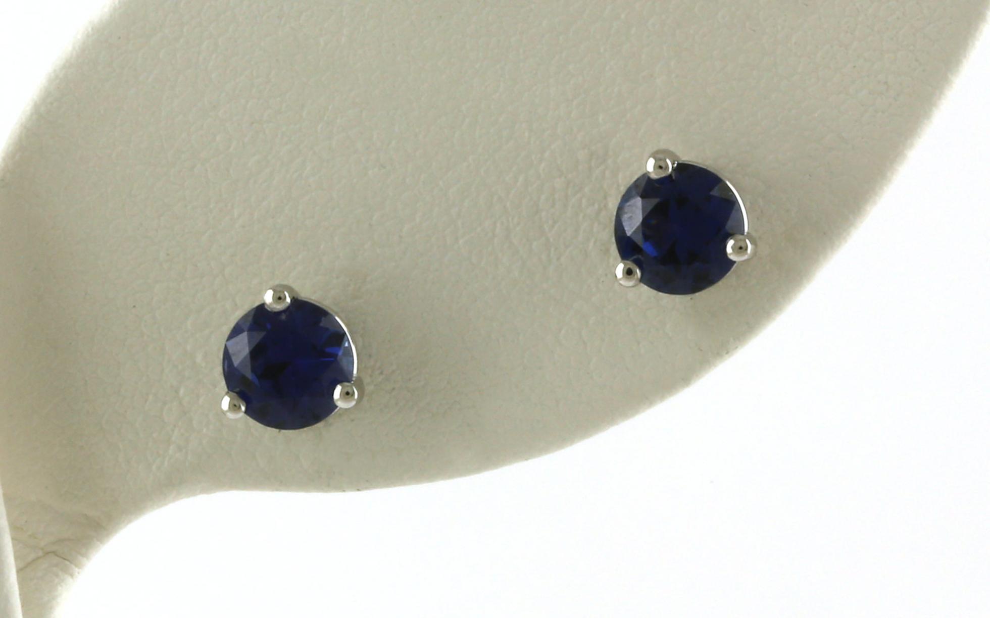Montana Yogo Sapphire Stud Earrings in 3-Prong Martini Settings in White Gold (1.51cts TWT)