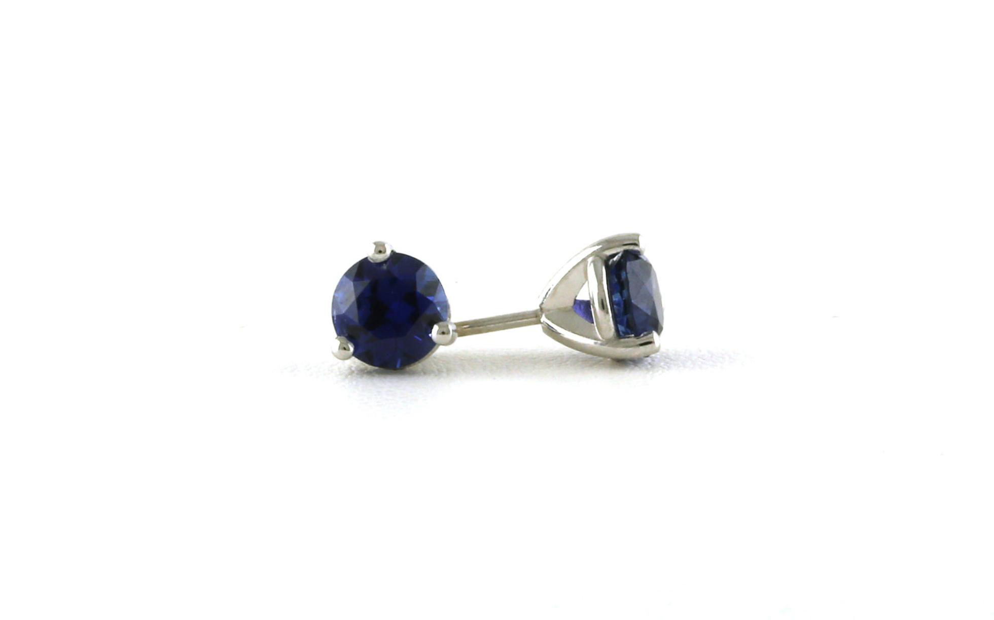 Montana Yogo Sapphire Stud Earrings in 3-Prong Martini Settings in White Gold (1.51cts TWT)