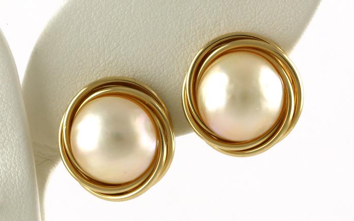 content/products/Estate Piece: Twisted Wreath Pearl Stud Earrings in Yellow Gold
