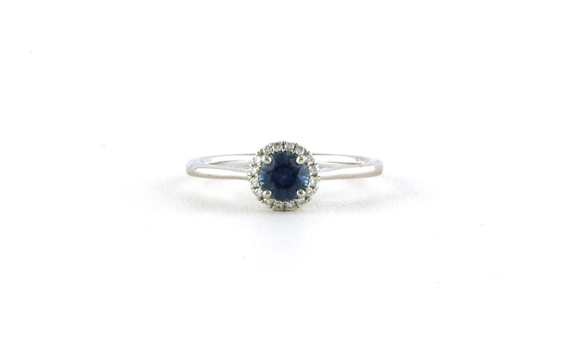 Halo-style Montana Sapphire and Diamond Ring in White Gold (0.69cts TWT)