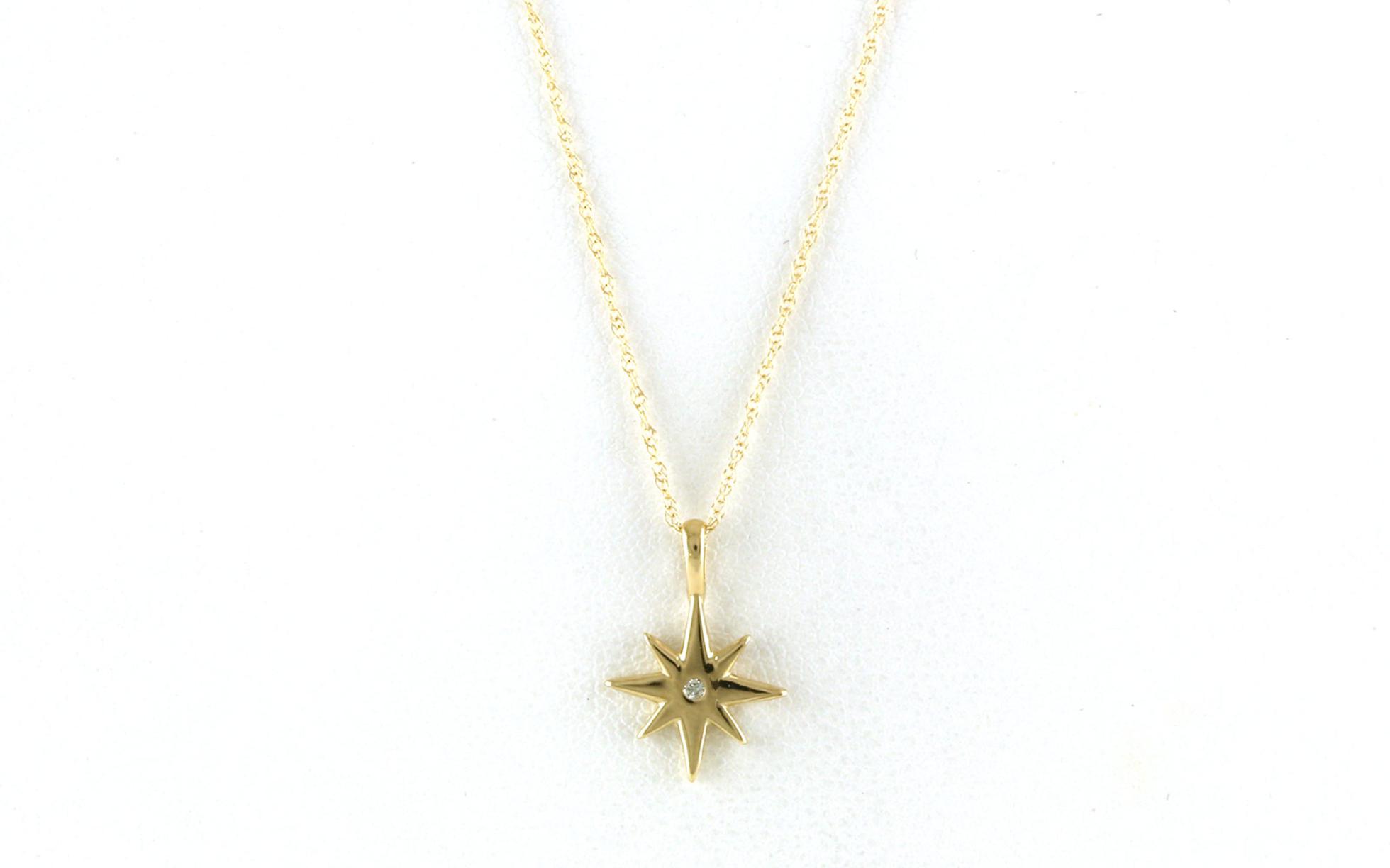 Starburst-style Diamond Necklace in Yellow Gold (0.01cts)