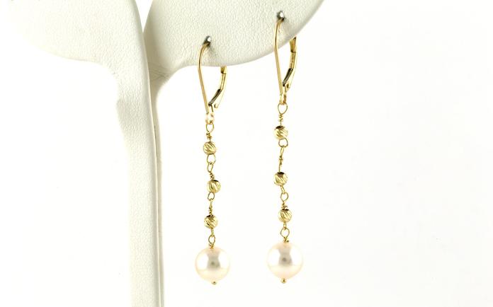 content/products/Drop-style Freshwater Pearl and Sparkle Bead Dangle Earrings in Yellow Gold