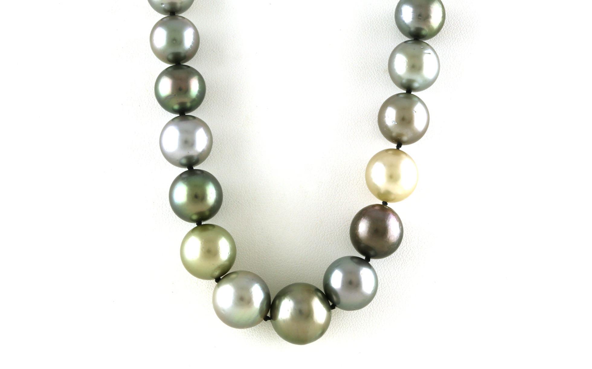 Graduated Multi-tone Tahitian Pearl Necklace with White Gold Clasp