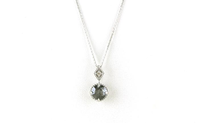 content/products/Drop-style Salt and Pepper Diamond Necklace with Milgrain Detail in White Gold (0.82cts TWT)