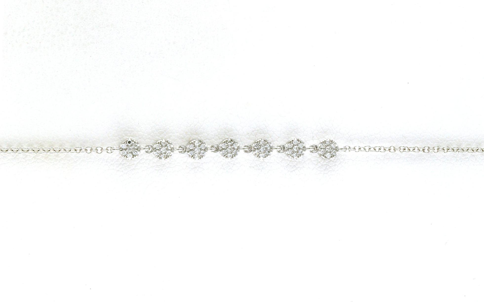 7-Disc Pave Diamond Bracelet in White Gold (0.10cts TWT)