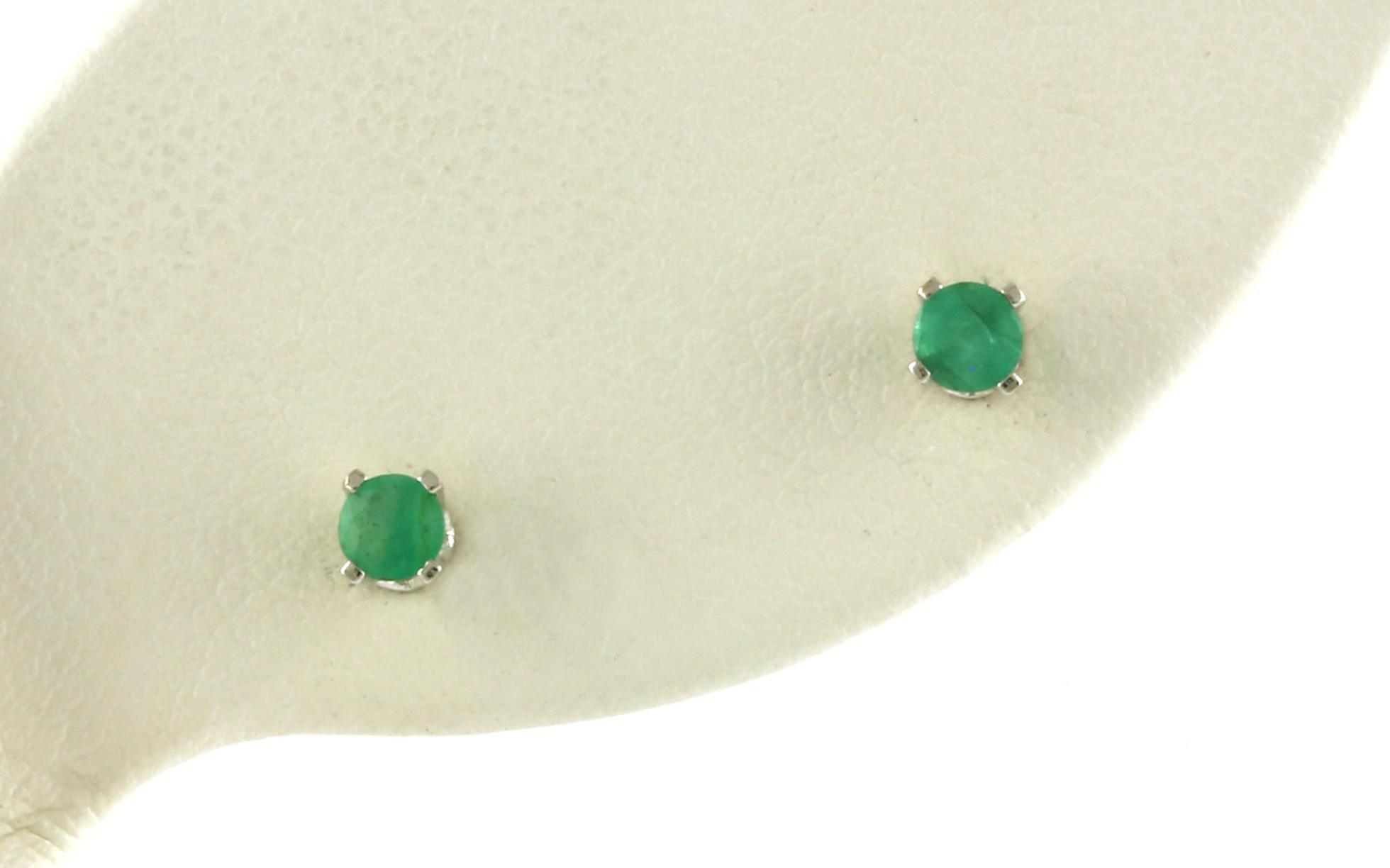 Emerald Birthstone Stud Earrings in White Gold