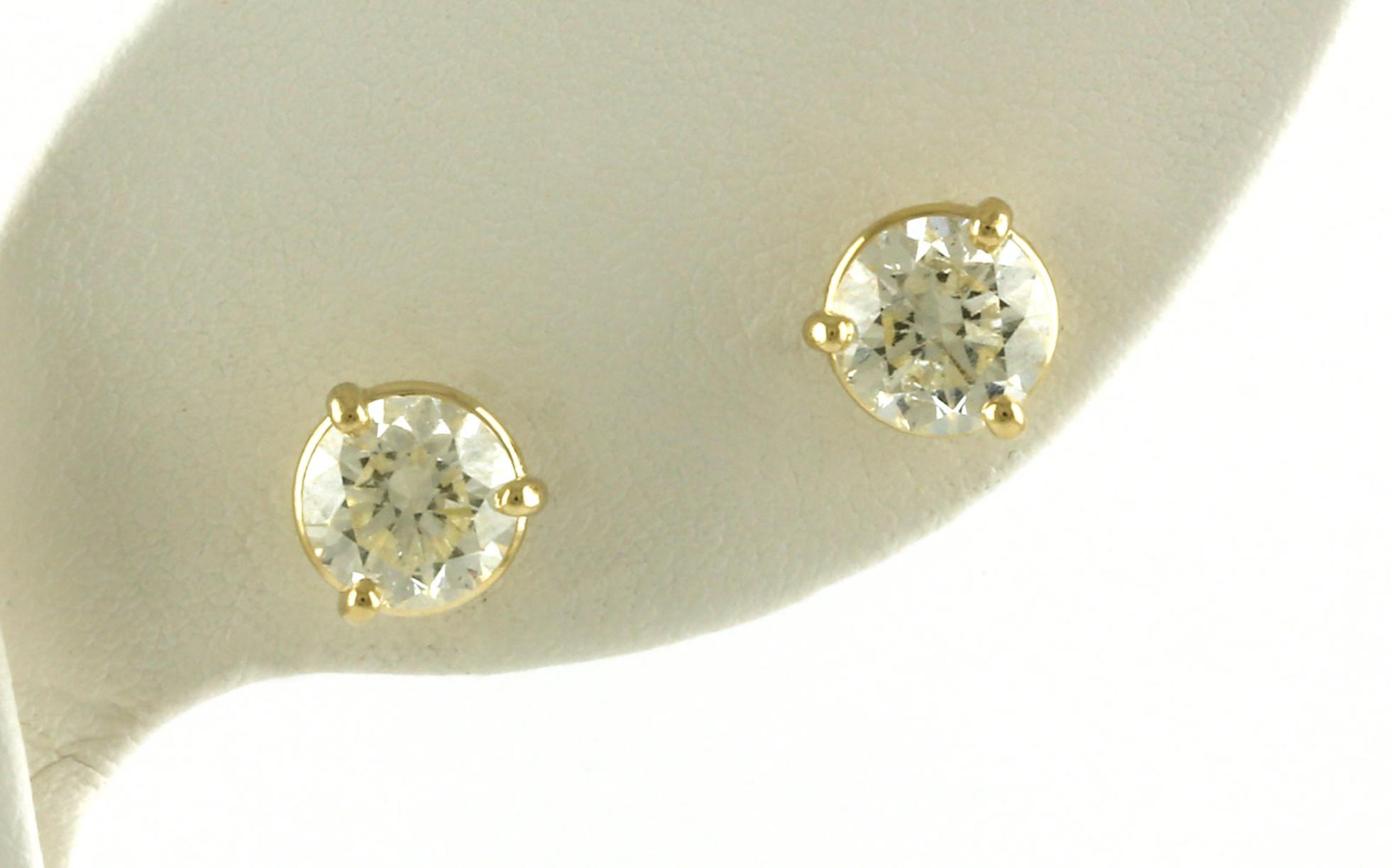 Diamond Stud Earrings in 3-Prong Martini Settings in Yellow Gold (2.40cts TWT)