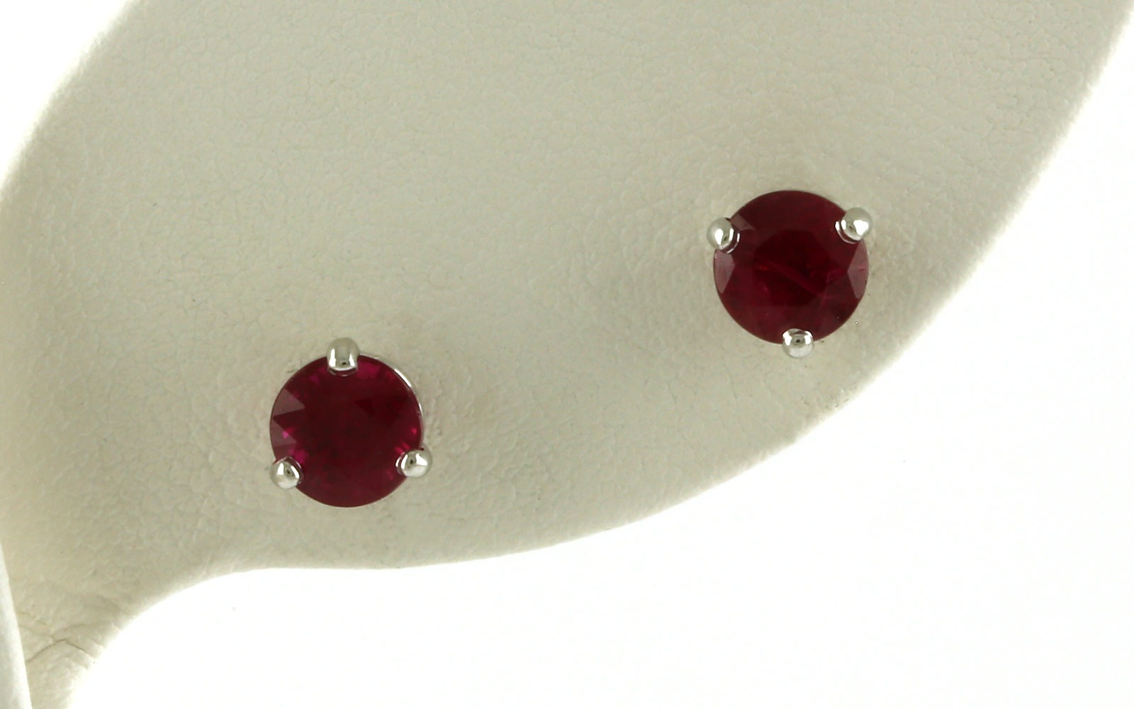 Ruby Stud Earrings in 3-Prong Martini Settings in White Gold (2.09cts TWT)